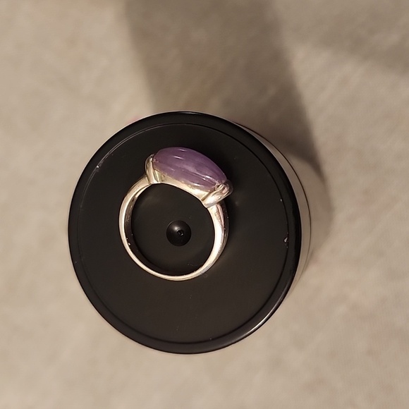 Lavender Jade East West Silver 925 Ring Size 8 - Picture 4 of 8